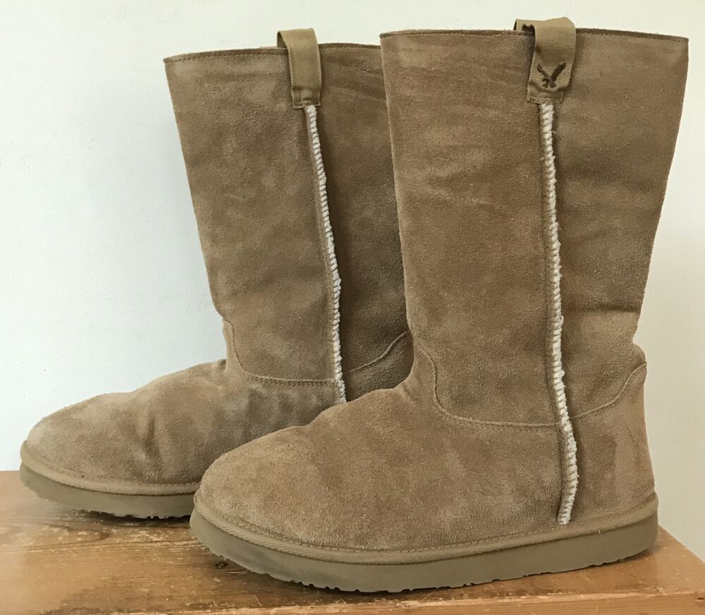 American Eagle Outfitters Brown Suede Leather AE Warm Fuzzy Boot 10 w Box